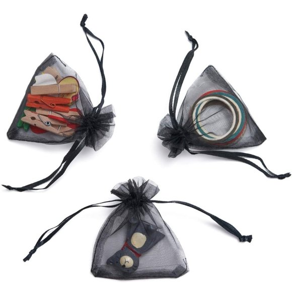 ⭐️5 for 20⭐️ 10 Black Organza Drawstring Bags 3" x 4" - Picture 5 of 8